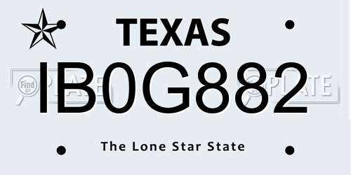 IB0G882 Texas License Plate
