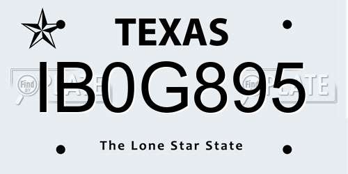 IB0G895 Texas License Plate