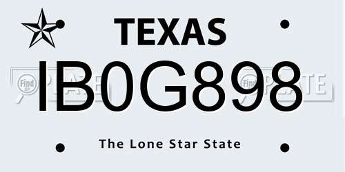 IB0G898 Texas License Plate
