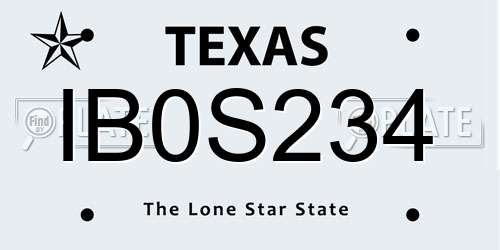 IB0S234 Texas License Plate