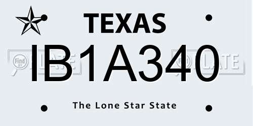 IB1A340 Texas License Plate