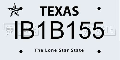 IB1B155 Texas License Plate
