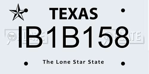 IB1B158 Texas License Plate