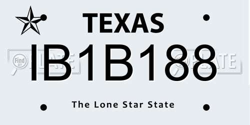 IB1B188 Texas License Plate