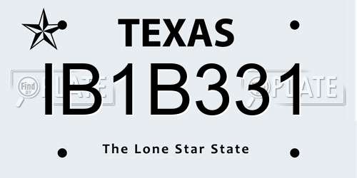 IB1B331 Texas License Plate