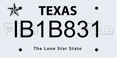 IB1B831 Texas License Plate