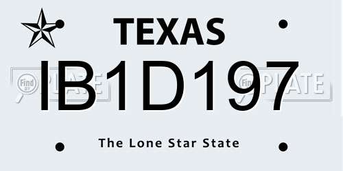IB1D197 Texas License Plate
