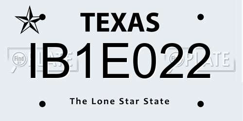 IB1E022 Texas License Plate