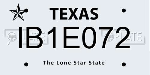 IB1E072 Texas License Plate