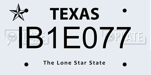 IB1E077 Texas License Plate