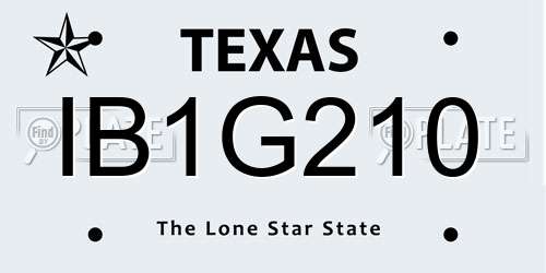 IB1G210 Texas License Plate