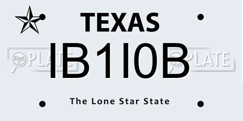 IB1I0B Texas License Plate