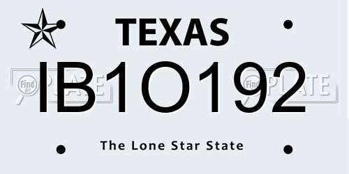 IB1O192 Texas License Plate