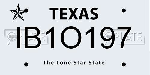 IB1O197 Texas License Plate