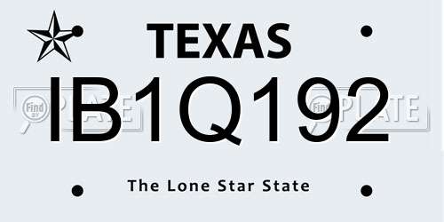 IB1Q192 Texas License Plate