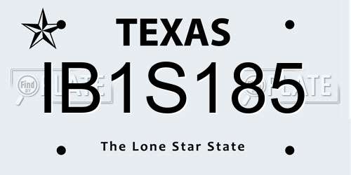 IB1S185 Texas License Plate