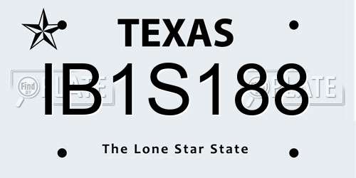 IB1S188 Texas License Plate