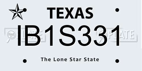 IB1S331 Texas License Plate