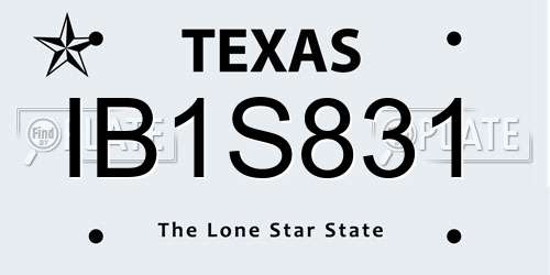 IB1S831 Texas License Plate