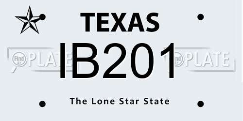 IB201 Texas License Plate