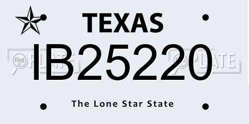 IB25220 Texas License Plate