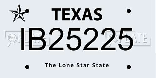 IB25225 Texas License Plate