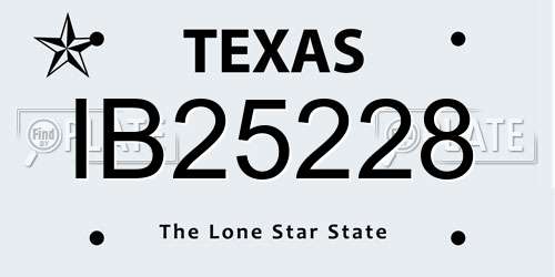 IB25228 Texas License Plate
