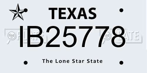 IB25778 Texas License Plate
