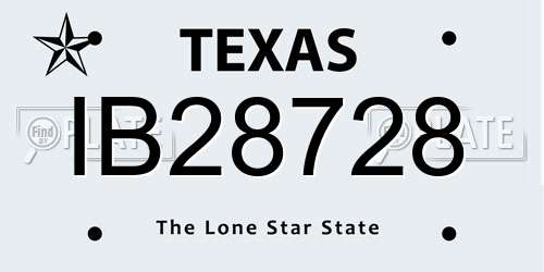 IB28728 Texas License Plate