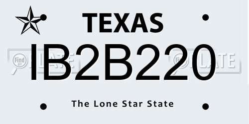 IB2B220 Texas License Plate