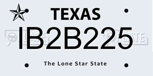 IB2B225 Texas License Plate