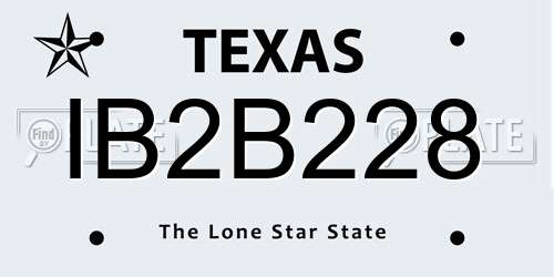 IB2B228 Texas License Plate