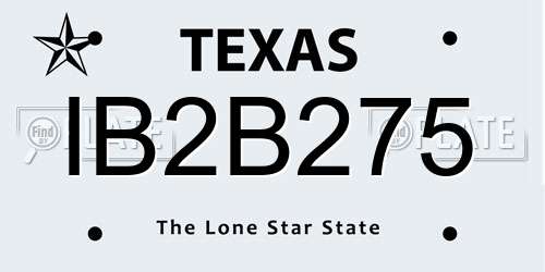 IB2B275 Texas License Plate