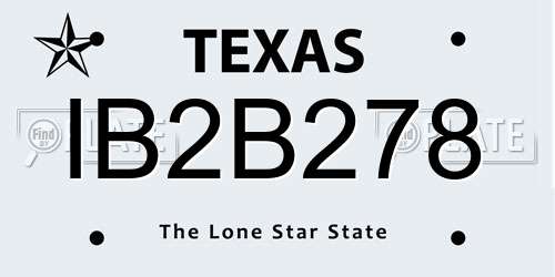 IB2B278 Texas License Plate