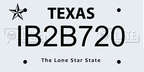 IB2B720 Texas License Plate