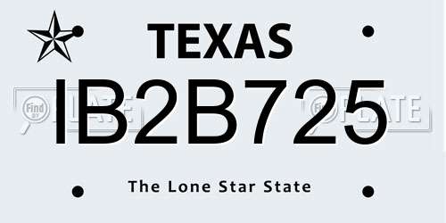 IB2B725 Texas License Plate