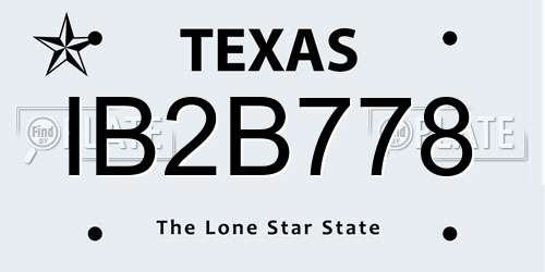 IB2B778 Texas License Plate