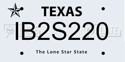 IB2S220 Texas License Plate