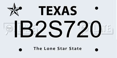 IB2S720 Texas License Plate