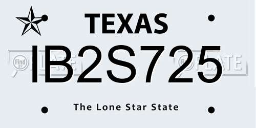 IB2S725 Texas License Plate