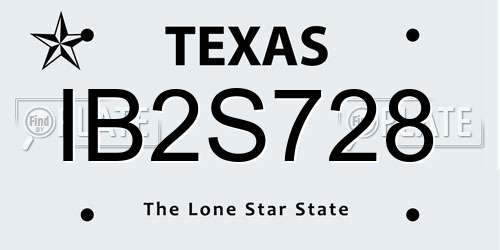 IB2S728 Texas License Plate