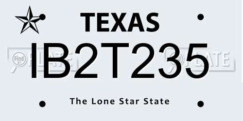 IB2T235 Texas License Plate