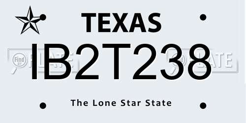 IB2T238 Texas License Plate