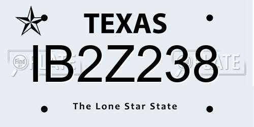 IB2Z238 Texas License Plate