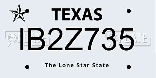 IB2Z735 Texas License Plate