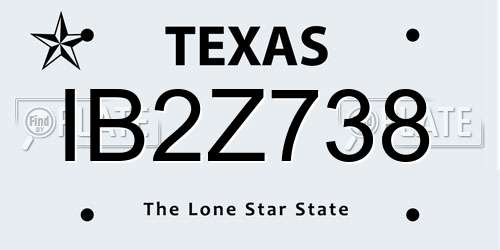 IB2Z738 Texas License Plate