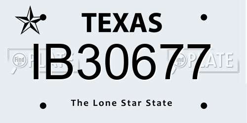 IB30677 Texas License Plate