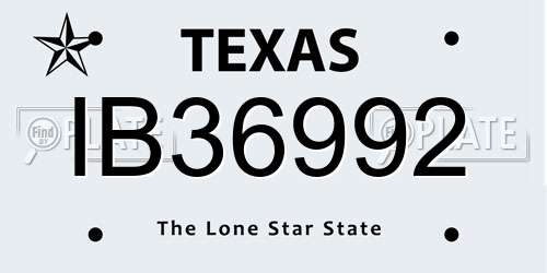 IB36992 Texas License Plate