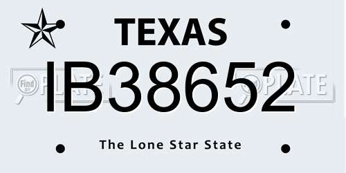 IB38652 Texas License Plate