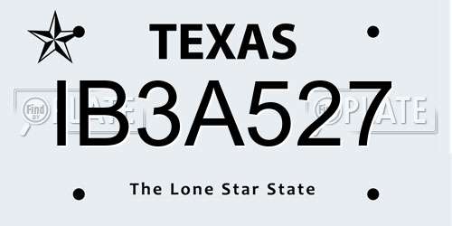 IB3A527 Texas License Plate
